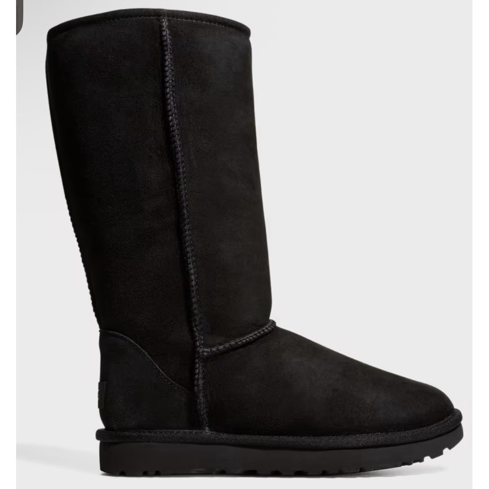 UGG CLASSIC TALL II SLIP ON SHEEPSKIN BOOT BLACK WOMENS SIZE 5